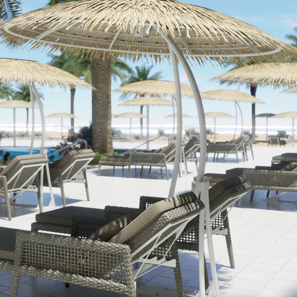 Parasol courbé luxueux