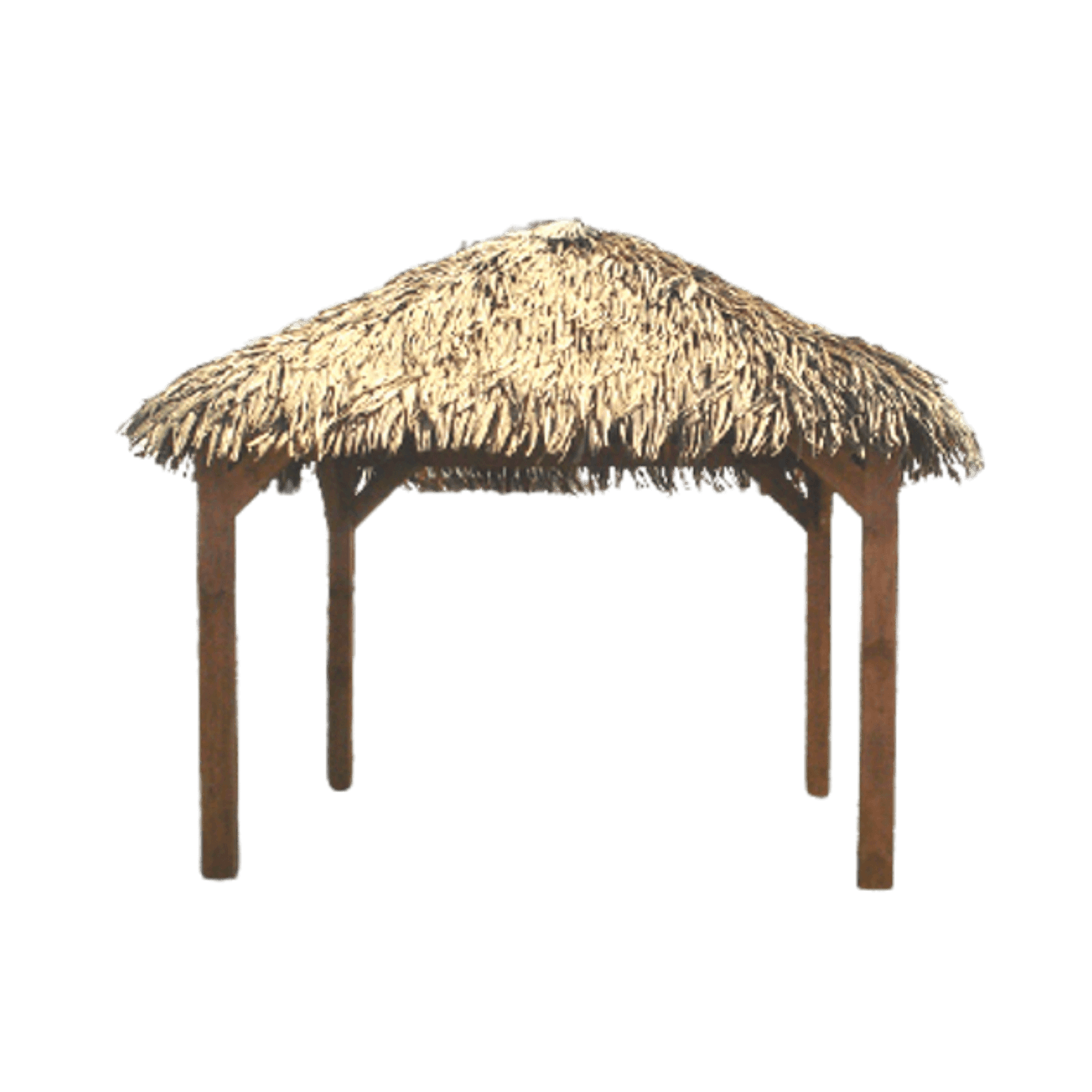 Structure en bois d'une pergola avec une toiture en feuilles de palmier synthétiques - Boutique Palmex